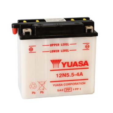 BATTERIA YUASA 12N5.5-4A 12V/6AH per CAGIVA ELEFANT 125 - ELEFANT 200 - SXT Ala Rossa 4T 350 / KAWASAKI MAC 1 250 - KH 400 / YAMAHA MT 125 - WR R 125 - YZF R 125