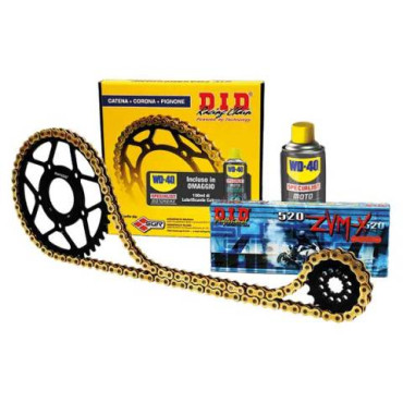 KIT TRASMISSIONE CONFIGURAZIONE STANDARD PIGNONE 15 - CORONA 43 MAGLIE 112 CON CATENA DID520VX2 E CORONA IN ACCIAIO PER KAWASAKI Z 750 (2004-2012) - Z 750 ABS (2007-2012) - Z R/ABS 750 (2011-2012) - Z S 750 (2005-2006)