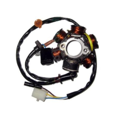 Statore adattabile completo 6 poli - c/pick-up per MOTORE PEUGEOT 50/100 2T METAL X 50 - 50 TRK2 (04/09) - X-FIGHT 50 AIR - 50 JET C-TECH (08/09) - 50 SPEEDFIGHT 2 AIR/LC (05/08) - SPEEDFIGHT 100 - TREKKER 100