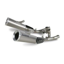 Coppia terminali di scarico Akrapovic SPLIT-ON fodera conico Titanio Omologati YAMAHA V MAX (2009-2015)