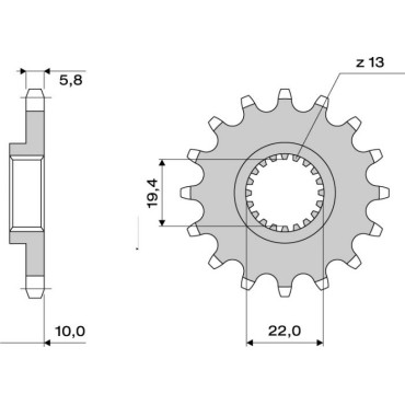 PIGNONE IN ACCIAIO CEMENTATO DA 13 DENTI PASSO 520 per SUZUKI DR 250- RM 250 (87-08) - RMX 250