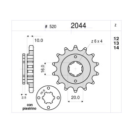 KIT TRASMISSIONE DID PIGNONE 14 CORONA 43 CATENA 520-NZ CAGIVA MITO 125 (90/92) / MITO 125 E2 (04/08) - MITO 125 SP525 (2008/2010) - PLANET 125 (01/05) - RAPTOR 125 (04/07)