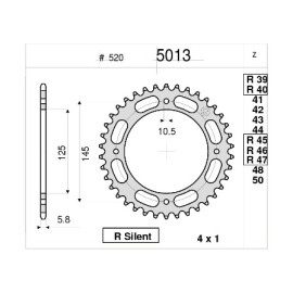 KIT TRASMISSIONE DID PIGNONE 14 CORONA 45 CATENA 520-VX 106 MAGLIE MODIFICA RAPPORTI -1 PIGNONE YAMAHA XT 600 E (1990/2003)