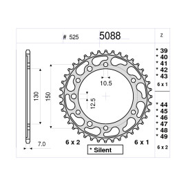 KIT TRASMISSIONE DID PIGNONE 16 CORONA 44 CATENA 525-ZVMX MODIFICA RAPPORTI +2 CORONA YAMAHA TDM 900 / ABS (2002/2010)