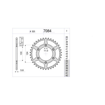 CORONA 39 DENTI IN ACCIAIO CEMENTATO PASSO 520 ORIGINALE DUCATI MONSTER 400 / 600 / 620 / 695 / 696 / 750 / 800 / 900