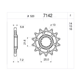 PIGNONE IN ACCIAIO CEMENTATO DA 15 DENTI PASSO 520 KAWASAKI ZX 6 R (2007-2010)