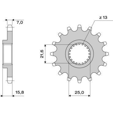 PIGNONE IN ACCIAIO CEMENTATO DA 15 DENTI  PASSO 525 KAWASAKI ZX-6R  636 (1998-2002)