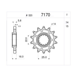 PIGNONE IN ACCIAIO CEMENTATO DA 15 DENTI PASSO 520 DUCATI MONSTER 620 - 695 - 696  - 848 MULTISTRADA