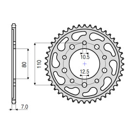 CORONA DA 45 DENTI IN ACCIAIO CEMENTATO PASSO ORIGINALE (525) - HONDA CB 500 (1994/2005) - VT 600 C SHADOW (1988/2002) - CB 750 F2 / NIGHTHAWK / SEVENFIFTY (1992/2002) - XRV 750 AFRICA TWIN (1990/2003)