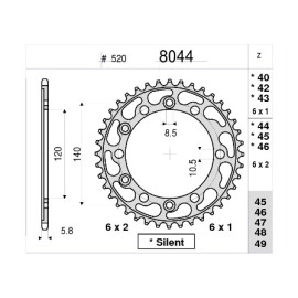 Kit GP Racing DID Passo 520, Pignone 16, Corona 45 Denti, CATENA DID 520-ERV3 G&G 108 MAGLIE per SUZUKI GSX-R 750 X (1998-1999)