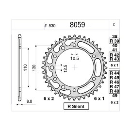 KIT TRASMISSIONE DID PIGNONE 16 CORONA 45 CATENA 50-VX  RAPPORTI MODIFICATI 122 MAGLIE YAMAHA1000 FZ1 FAZER - ABS - N - NA - #525 (2006-2012)