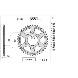 CORONA DA 40 DENTI IN ACCIAIO CEMENTATO PASSO ORIGINALE 520 KAWASAKI ZX-6R / ZX-6RR (2003-2010)