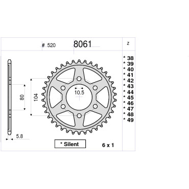 CORONA DA 40 DENTI IN ACCIAIO CEMENTATO PASSO ORIGINALE 520 KAWASAKI ZX-6R / ZX-6RR (2003-2010)