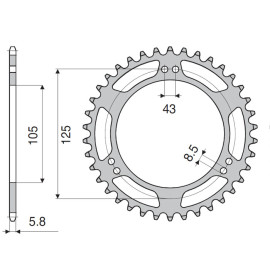 CORONA DA 48 DENTI IN ACCIAIO CEMENTATO PASSO ORIGINALE 420 MALAGUTI XSM 50 (03/06) - YAMAHA DT 50 R SM (03/06) - DT 50 X (03/06)
