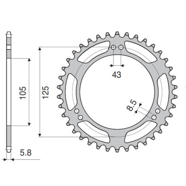 CORONA DA 45 DENTI IN ACCIAIO CEMENTATO PASSO ORIGINALE 420 YAMAHA DT 50 R (07/08)