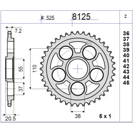 KIT DI TRASMISSIONE ORIGINALE DID - PIGNONE 15 - CORONA 39 - CATENA DID 525-VX 104 MAGLIE - DUCATI MONSTER 796 - ABS (2010-2014)