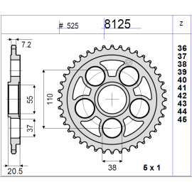 KIT TRASMISSIONE DID PIGNONE 14 CORONA 39 CATENA 525-ZVMX MODIFICA RAPPORTI -1 DI PIGNONE 104 MAGLIE DUCATI MONSTER 1100 - S - EVO - DIESEL - ABS - Anniversary (2009-2013)