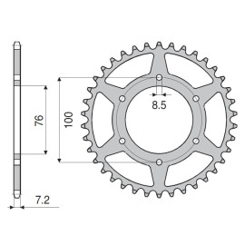 CORONA DA 48 DENTI IN ACCIAIO CEMENTATO PASSO ORIGINALE 428 YAMAHA YZF-R 125 (2008/2010)