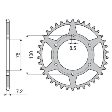 CORONA DA 48 DENTI IN ACCIAIO CEMENTATO PASSO ORIGINALE 428 YAMAHA YZF-R 125 (2008/2010)