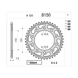 KIT TRASMISSIONE DID PIGNONE 17 CORONA 46 CATENA 525-ZVMX 120 MAGLIE  RAPPORTI MOD. + 2 DI CORONA  per BMW S 1000 RR (2009-2012)