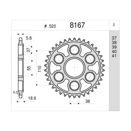 KIT TRASMISSIONE DID PIGNONE 15 CORONA 39 CATENA 520-ERV3 104 MAGLIE PER DUCATI PANIGALE 1199 (2012>)