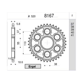 Kit GP Racing DID Passo 520, Pignone 15, Corona 41 Denti, CATENA DID 520-ERV3 G&G 108 MAGLIE per DUCATI  MONSTER 1200 - MONSTER 1200 S (2014)