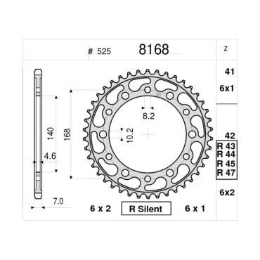 CORONA DA 42 DENTI IN ACCIAIO CEMENTATO PASSO ORIGINALE 525 per BMW F 700 GS (2013-2017) -  Adventure - Triple Back - Trophy (2010-2018)