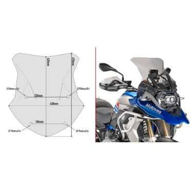 Cupolino specifico fumé 43,5 x 43 cm (H x L) per BMW R 1250 GS (2019>)