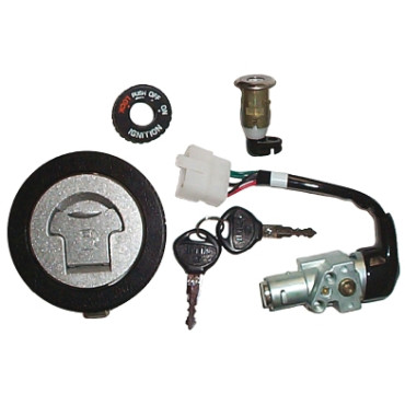 Kit serrature completo 1° equipaggiamento per KYMCO Dink 125 (97-98), Dink Classic 125 (02-03), Dink LX 125 (98-00), Dink 150 (97-98), Dink Classic 150 (02-03), Dink LX 150 (98-00), Dink Classic 200 (04)