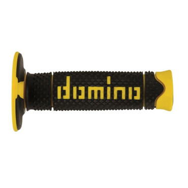 Manopole Domino BICOLORE TERMOPLASTICA NERO/GIALLO OFF-ROAD