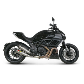 Doppio Terminale di scarico Akrapovic SPLIT-ON Esagonale Full Tianio Fondello Carbonio e DB-Killer Omologato DUCATI DIAVEL 1200 (2011/2013)