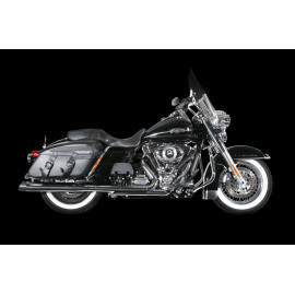 Coppia Terminali di Scarico Akrapovic SPLIT-ON Omologati Cromati con Fondello Nero per HARLEY DAVIDSON TOURING
