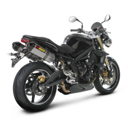 Coppia terminali di scarico Akrapovic SPLIT-ON Esagonali in full Titanio con DB-Killer Omologati TRIUMPH STREET TRIPLE 675 / R (2008/2012)