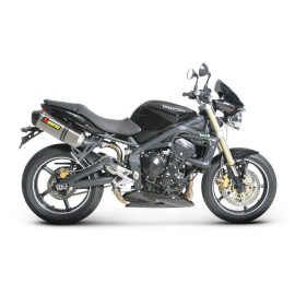 Coppia terminali di scarico Akrapovic SPLIT-ON Esagonali in full Titanio con DB-Killer Omologati TRIUMPH STREET TRIPLE 675 / R (2008/2012)