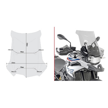 Cupolino specifico fumé 44 x 47 cm (H x L) GIVI per BMW F 750 GS - F 850 GS (2018-2019)