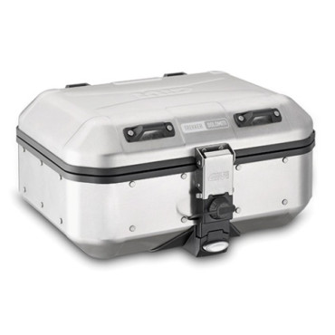 Valigia MONOKEY® Trekker Dolomiti in alluminio naturale, 30 lt. Utilizzabile sia come top case (compatibile con tutte le piastre MONOKEY®), che come valigia laterale.