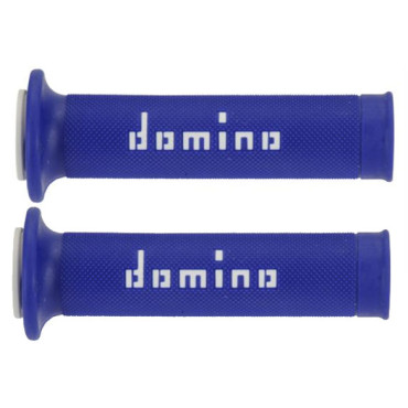 Manopole DOMINO Stradali / Racing  Colore Blu / Bianco (1 coppia)