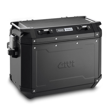 Valigia laterale Trekker Outback Black Line, in alluminio verniciato nero, 48 lt.