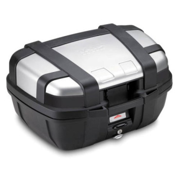 Valigia nera TREKKER 52 lt. con finitura in alluminio anodizzato.