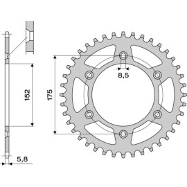 CORONA IN ACCIAIO CEMENTATO  49 DENTI  passo 520 per YAMAHA TT 600  L - N - S -V - R- RE (1980-2005)per YAMAHA TT 600  L - N - S -V - R- RE (1980-2005)