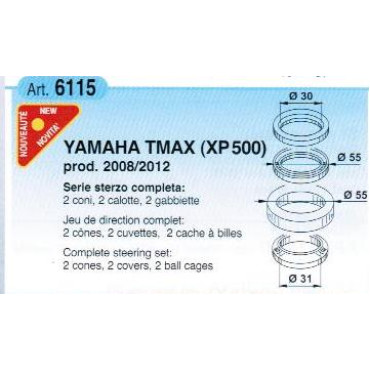 Cuscinetti Sterzo SFERICI per YAMAHA T-MAX (2008-2012) Cuscinetti Sterzo SFERICI per YAMAHA T-MAX (2008-2012)