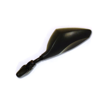 Specchio Retrovisore Universale Sinistro FAR per Moto Carenate con Vetro Bombato Antivibrazione Asta Nera Calotta Carbon Look