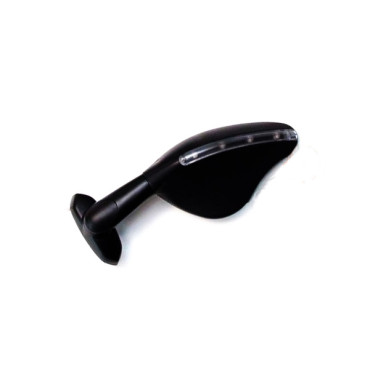 Specchio Retrovisore Universale Omologato Sinistro FAR per Moto Carenate con Freccia LED Integrata Asta Nera Calotta Nera