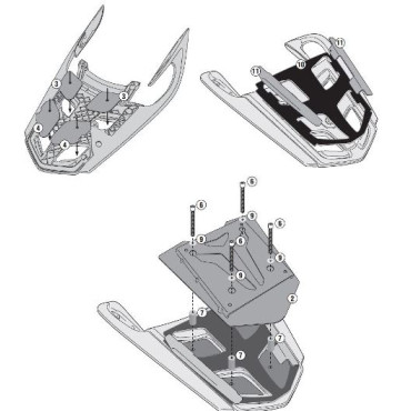 Attacco posteriore in alluminio specifico per bauletto MONOKEY® per BMW K 1600 GT (2011-2018)