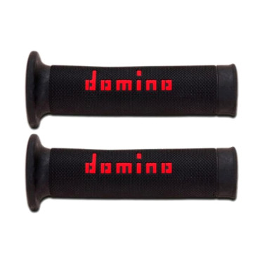 Manopole DOMINO Stradali / Racing  bicolore Nero / Rosso (1coppia)