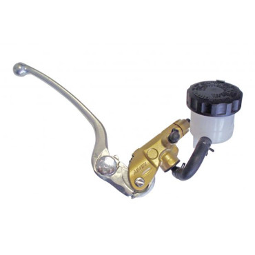Pompa Freno Radiale anteriore Nissin 19x21mm Strada / Pista con serbatoio e switch stop colore oro Pompa Freno Radiale anteriore Nissin 19x21mm Strada / Pista con serbatoio e switch stop colore oro