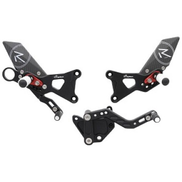 PEDANE REGOLABILI LIGHTECH CON POGGIAPIEDE SNODATO LIMITED EDITION per BMW S1000 RR / HP4 (2009/2013) - CAMBIO ROVESCIATO