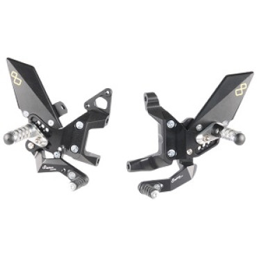 Pedane regolabili - cambio normale - LIGHTECH - con poggiapiede snodato per DUCATI PANIGALE 1299 / 899 / 959 / 1199  PANIGALE V2 955 (2020-2024)