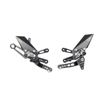 Pedane Regolabili Con Poggia Piedi Fissi , Cambio Diritto per APRILIA 1000 RSV4 / RR / 1100 FACTORY