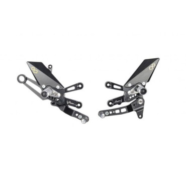 Pedane Regolabili Con Poggiapiedi Snodati , Cambio Diritto per APRILIA RSV4 RF / RR / 1100 FACTORY